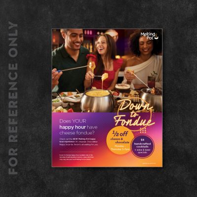 Melting Pot, Down to Fondue Happy Hour, easel back